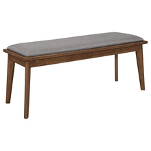 Load image into Gallery viewer, Alfredo Upholstered Dining Bench Grey and Natural Walnut