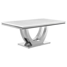 Load image into Gallery viewer, Kerwin Rectangle Faux Marble Top Dining Table White and Chrome