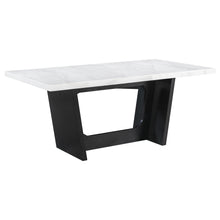 Load image into Gallery viewer, Sherry Trestle Base Marble Top Dining Table Espresso and White