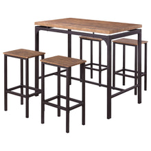 Load image into Gallery viewer, Santana 5-piece Pub Height Bar Table Set Weathered Chestnut and Black