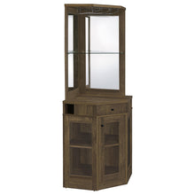 Load image into Gallery viewer, Alviso Corner Bar Cabinet with Stemware Rack Rustic Oak