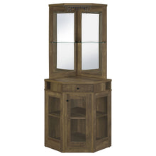Load image into Gallery viewer, Alviso Corner Bar Cabinet with Stemware Rack Rustic Oak