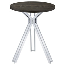 Load image into Gallery viewer, Edgerton Round Wood Top Bar Table Dark Oak and Chrome