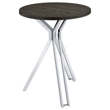 Load image into Gallery viewer, Edgerton Round Wood Top Bar Table Dark Oak and Chrome