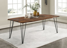 Load image into Gallery viewer, Neve Live-edge Dining Table with Hairpin Legs Sheesham Grey and Gunmetal