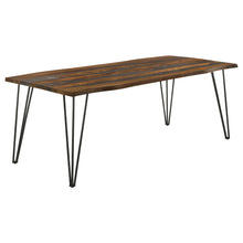 Load image into Gallery viewer, Neve Live-edge Dining Table with Hairpin Legs Sheesham Grey and Gunmetal