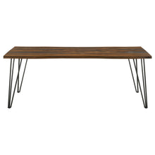Load image into Gallery viewer, Neve Live-edge Dining Table with Hairpin Legs Sheesham Grey and Gunmetal