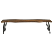 Load image into Gallery viewer, Neve Live-edge Dining Bench with Hairpin Legs Sheesham Grey and Gunmetal