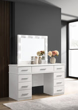 Load image into Gallery viewer, Felicity 9-drawer Vanity Desk with Lighted Mirror Glossy White