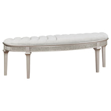 Load image into Gallery viewer, Evangeline Upholstered Demilune Bench Ivory and Silver Oak