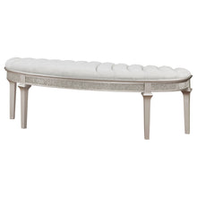 Load image into Gallery viewer, Evangeline Upholstered Demilune Bench Ivory and Silver Oak