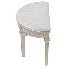 Load image into Gallery viewer, Evangeline Upholstered Demilune Bench Ivory and Silver Oak