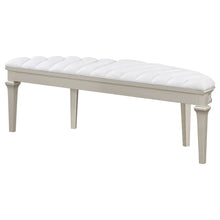 Load image into Gallery viewer, Evangeline Upholstered Demilune Bench Ivory and Silver Oak