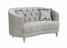Load image into Gallery viewer, Avonlea Sloped Arm Tufted Loveseat Grey