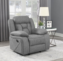 Load image into Gallery viewer, Higgins Overstuffed Upholstered Glider Recliner Grey