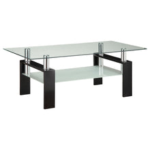 Load image into Gallery viewer, Dyer Tempered Glass Coffee Table with Shelf Black