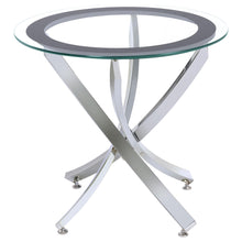 Load image into Gallery viewer, Brooke Glass Top End Table Chrome and Black