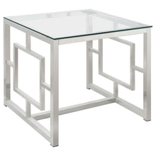 Load image into Gallery viewer, Merced Square Tempered Glass Top End Table Nickel