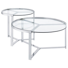 Load image into Gallery viewer, Delia 2-Piece Round Glass Top Nesting Coffee Table Clear and Chrome