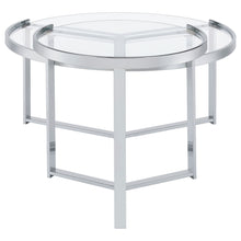 Load image into Gallery viewer, Delia 2-Piece Round Glass Top Nesting Coffee Table Clear and Chrome
