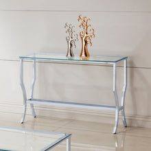 Load image into Gallery viewer, Saide Rectangular Sofa Table with Mirrored Shelf Chrome