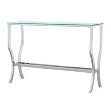 Load image into Gallery viewer, Saide Rectangular Sofa Table with Mirrored Shelf Chrome