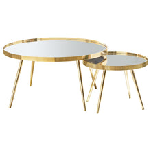 Load image into Gallery viewer, Kaelyn 2-piece Mirror Top Nesting Coffee Table Mirror and Gold