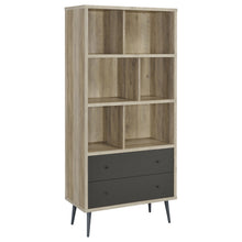 Load image into Gallery viewer, Maeve 3-shelf Engineered Wood Bookcase with Drawers Antique Pine and Grey