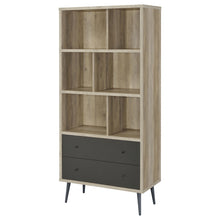 Load image into Gallery viewer, Maeve 3-shelf Engineered Wood Bookcase with Drawers Antique Pine and Grey