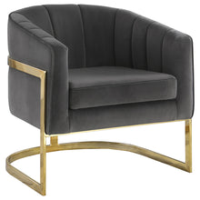 Load image into Gallery viewer, Joey Tufted Barrel Accent Chair Dark Grey and Gold