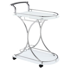 Load image into Gallery viewer, Elfman 2-shelve Serving Cart Chrome and White