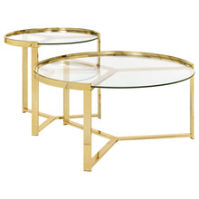 Load image into Gallery viewer, Delia 2-Piece Round Glass Top Nesting Coffee Table Clear and Chrome
