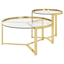 Load image into Gallery viewer, Delia 2-Piece Round Glass Top Nesting Coffee Table Clear and Chrome