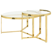Load image into Gallery viewer, Delia 2-Piece Round Glass Top Nesting Coffee Table Clear and Chrome