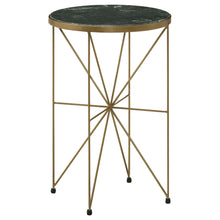 Load image into Gallery viewer, Eliska Round Accent Table with Marble Top Green and Antique Gold