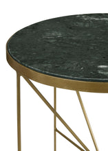 Load image into Gallery viewer, Eliska Round Accent Table with Marble Top Green and Antique Gold