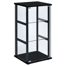 Load image into Gallery viewer, Cyclamen 3-shelf Glass Curio Cabinet Black and Clear