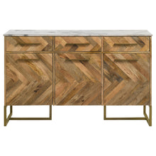 Load image into Gallery viewer, Keaton 3-door Accent Cabinet with Marble Top Natural and Antique Gold