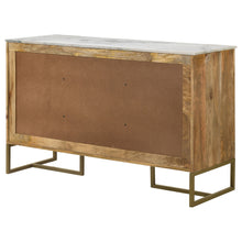 Load image into Gallery viewer, Keaton 3-door Accent Cabinet with Marble Top Natural and Antique Gold