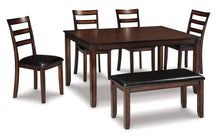 Load image into Gallery viewer, Coviar Dining Table and Chairs with Bench (Set of 6)