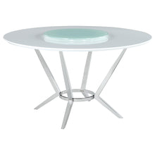 Load image into Gallery viewer, Abby Round Dining Table with Lazy Susan White and Chrome