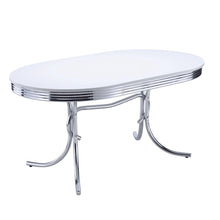 Load image into Gallery viewer, Retro Oval Dining Table Glossy White and Chrome