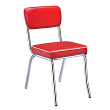 Load image into Gallery viewer, Retro Open Back Side Chairs Red and Chrome (Set of 2)