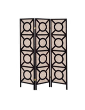 Load image into Gallery viewer, Vulcan 3-panel Geometric Folding Screen Tan and Cappuccino