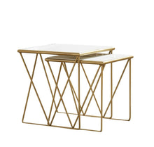 Load image into Gallery viewer, Bette 2-piece Nesting Table Set White and Gold