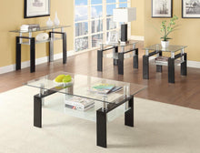 Load image into Gallery viewer, Dyer Tempered Glass End Table with Shelf Black