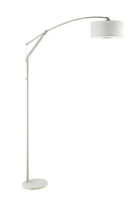 Load image into Gallery viewer, Moniz Adjustable Arched Arm Floor Lamp Chrome and White