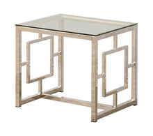 Load image into Gallery viewer, Merced Square Tempered Glass Top End Table Nickel