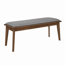 Load image into Gallery viewer, Alfredo Upholstered Dining Bench Grey and Natural Walnut