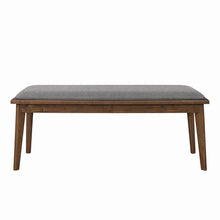 Load image into Gallery viewer, Alfredo Upholstered Dining Bench Grey and Natural Walnut